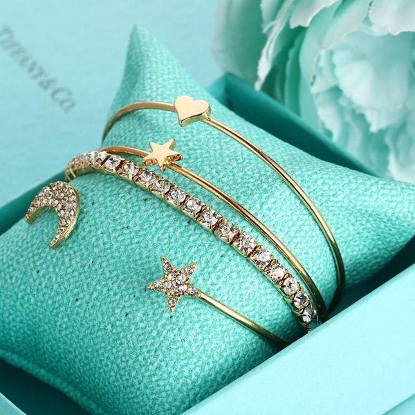 link, chain 4pcs/set fashion charm simple moon star crystal bracelet set punk bangles women girl elasticity party jewelry gifts, Black
link, chain 4pcs/set fashion charm simple moon star crystal bracelet set punk bangles women girl elasticity party jewelry gifts, Black