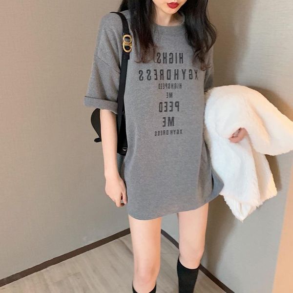 women's t-shirt korean loose letter print short sleeve female fashion student women o-neck black long t shirt, White
women's t-shirt korean loose letter print short sleeve female fashion student women o-neck black long t shirt, White