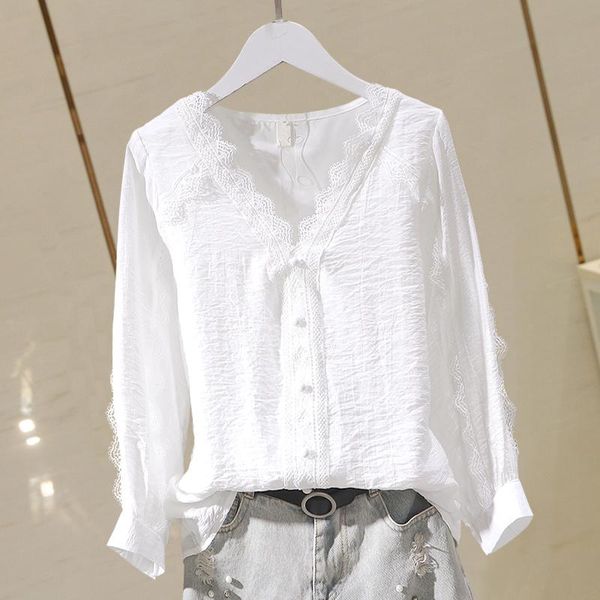 women's blouses & shirts lace patchwork chiffon women white summer design 2021 v-neck long-sleeved solid elegant office lady outwear
women's blouses & shirts lace patchwork chiffon women white summer design 2021 v-neck long-sleeved solid elegant office lady outwear