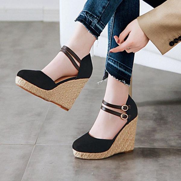 sandals roman shoes women 2021 wedges peep toe buckle strap ladies big size hight heels casual for woman zapatos, Black
sandals roman shoes women 2021 wedges peep toe buckle strap ladies big size hight heels casual for woman zapatos, Black