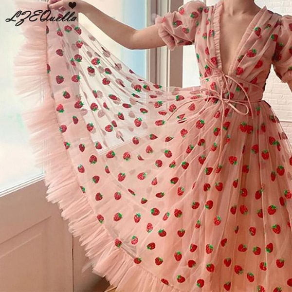 casual dresses deep v-neck belt strawberry puff sleeve party club dress summer women's clothing high waist ruffles lace vestidos, Black;gray
casual dresses deep v-neck belt strawberry puff sleeve party club dress summer women's clothing high waist ruffles lace vestidos, Black;gray