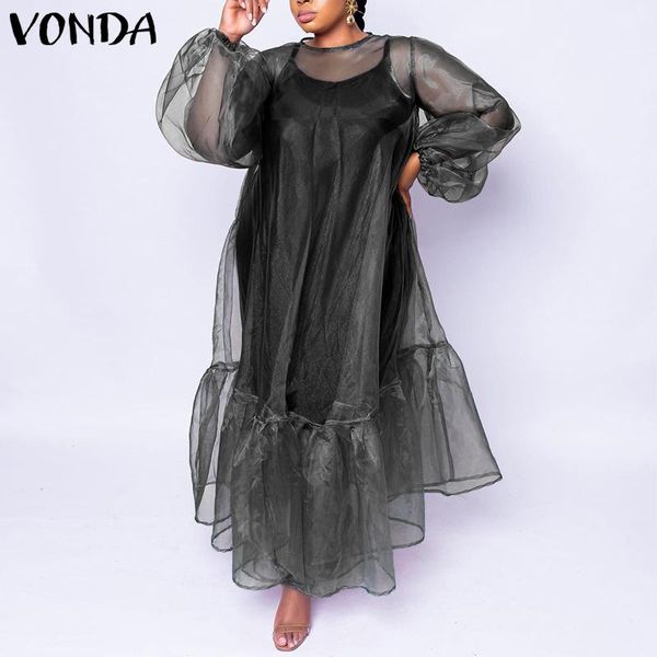 casual dresses vonda 2021 women long sleeve see through dress not with the lining lantern bohemian vestidos, Black;gray
casual dresses vonda 2021 women long sleeve see through dress not with the lining lantern bohemian vestidos, Black;gray