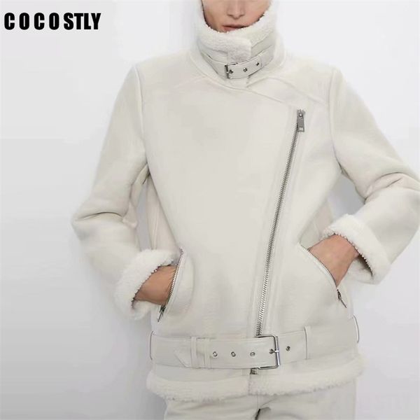 winter coat slim sashes pu faux leather jacket women solid zipper casual thick warm wool lamb jackets outwear female 211215, Black
winter coat slim sashes pu faux leather jacket women solid zipper casual thick warm wool lamb jackets outwear female 211215, Black