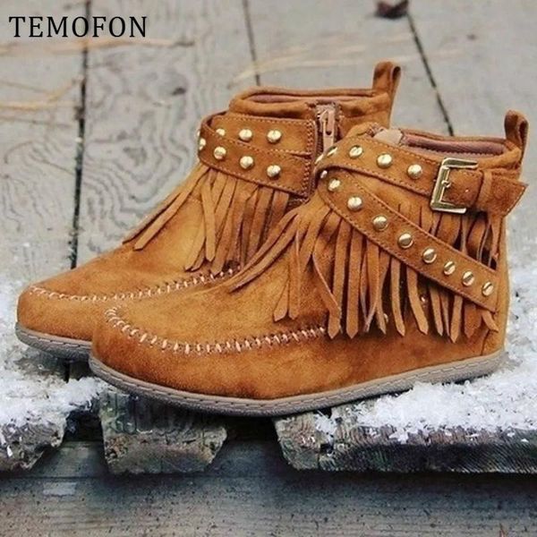 boots temofon women vintage ankle tassel casual autumn shoes rivet flats suede shorts buckle winter hvt1281, Black
boots temofon women vintage ankle tassel casual autumn shoes rivet flats suede shorts buckle winter hvt1281, Black