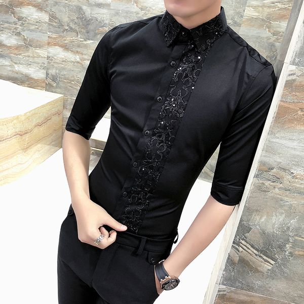 british male shirt spring summer clothes 2021 half manly sleeve lace casual slash thin trim men's shirts 3xl bfws, White;black
british male shirt spring summer clothes 2021 half manly sleeve lace casual slash thin trim men's shirts 3xl bfws, White;black
