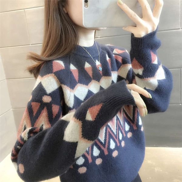loose and lazy style sweater for women's korean version to wear 2021 new jacquard knitted bottom coat, White;black
loose and lazy style sweater for women's korean version to wear 2021 new jacquard knitted bottom coat, White;black