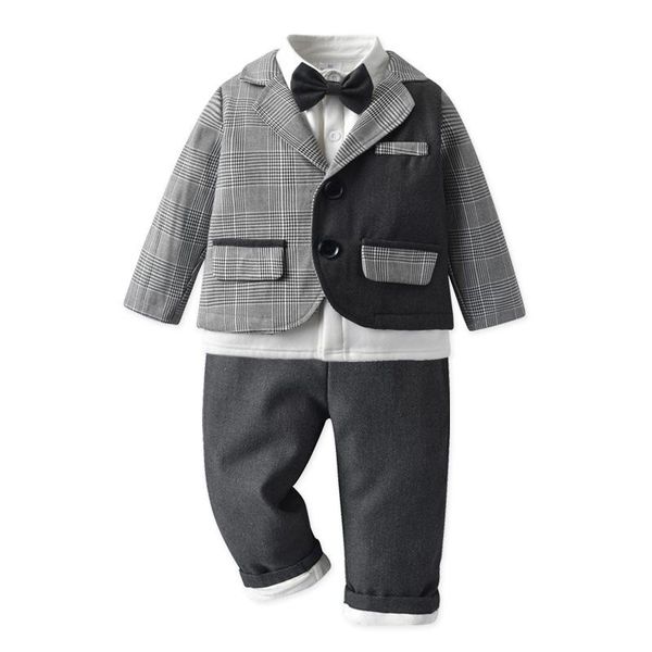 clothing sets children's winter boy's suit plus velvet thick warmth gentleman's one-year-old dress three-piece, White
clothing sets children's winter boy's suit plus velvet thick warmth gentleman's one-year-old dress three-piece, White
