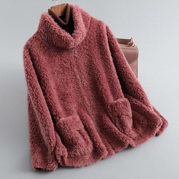 women's fur & faux women 2021 winter genuine lamb coats female fashion real sheep shearling outwears ladies short loose overcoats w77, Black
women's fur & faux women 2021 winter genuine lamb coats female fashion real sheep shearling outwears ladies short loose overcoats w77, Black