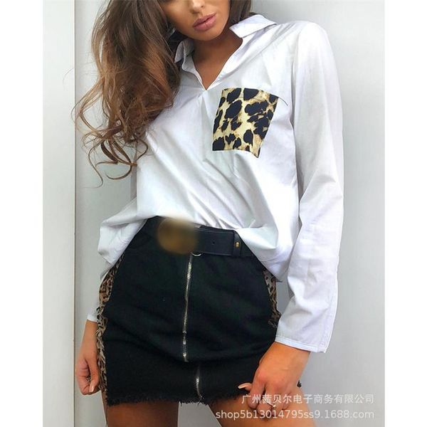 women's blouses & shirts wepbel elegant leopard patchwork shirt ladies autumn long sleeve turn down collar t-shirt blouse, White
women's blouses & shirts wepbel elegant leopard patchwork shirt ladies autumn long sleeve turn down collar t-shirt blouse, White