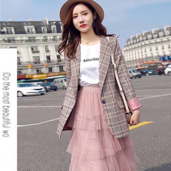 2021 vintage single button plaid women blazer spring summer pockets jackets female retro suits coat work ol outerwears blaser, Black;brown
2021 vintage single button plaid women blazer spring summer pockets jackets female retro suits coat work ol outerwears blaser, Black;brown