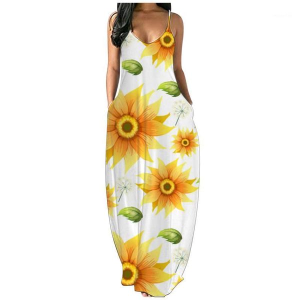 casual dresses spaghetti straps pockets maxi dress sunflower print o-neck summer women long female beach vestidos plus size, Black;gray
casual dresses spaghetti straps pockets maxi dress sunflower print o-neck summer women long female beach vestidos plus size, Black;gray