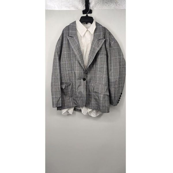 women's suits & blazers yuerwang women blazer patchwork fake two suit coat all match irregular loose plaid ladies jacket autumn female, White;black
women's suits & blazers yuerwang women blazer patchwork fake two suit coat all match irregular loose plaid ladies jacket autumn female, White;black