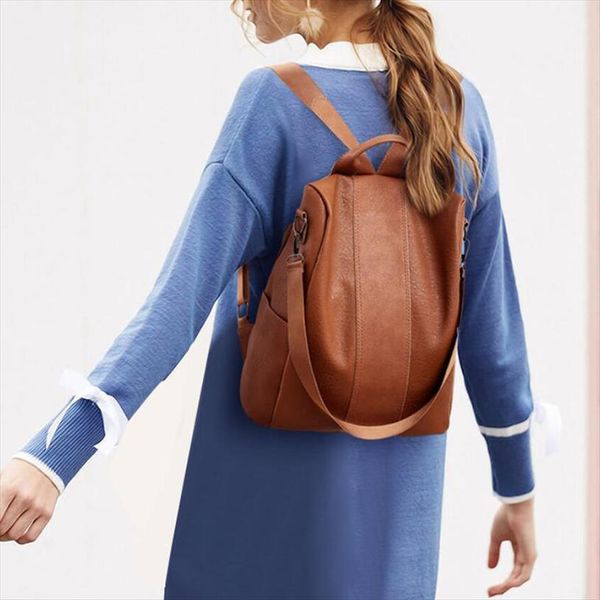 female anti theft backpack classic pu leather solid color canta fashion shoulder bag
female anti theft backpack classic pu leather solid color canta fashion shoulder bag