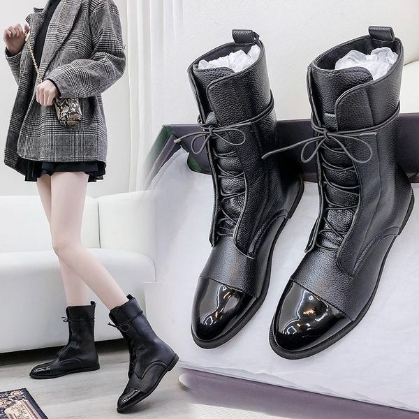 boots 2021 autumn/winter women's round-headed lace-up flat-bottomed short over knee fashion 35-43, Black
boots 2021 autumn/winter women's round-headed lace-up flat-bottomed short over knee fashion 35-43, Black