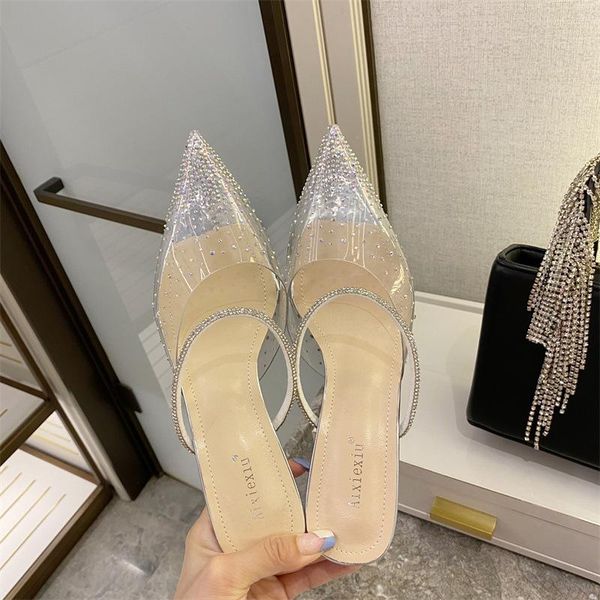 slippers 2021 spring and autumn korean version of the fashion rhinestone transparent sheet belt buckle pointed high heel, Black
slippers 2021 spring and autumn korean version of the fashion rhinestone transparent sheet belt buckle pointed high heel, Black