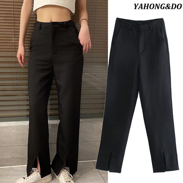 women's pants & capris za 2021 women chic fashion high waist drooping sensation black cotton wide leg vintage casual front split long t, Black;white
women's pants & capris za 2021 women chic fashion high waist drooping sensation black cotton wide leg vintage casual front split long t, Black;white