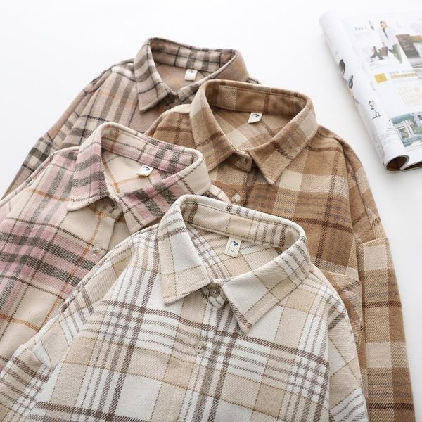 women's blouses & shirts blouse women woolen vintage plaid shirt coat long sleeve turn down collar button up jacket casual fashion outw, White
women's blouses & shirts blouse women woolen vintage plaid shirt coat long sleeve turn down collar button up jacket casual fashion outw, White