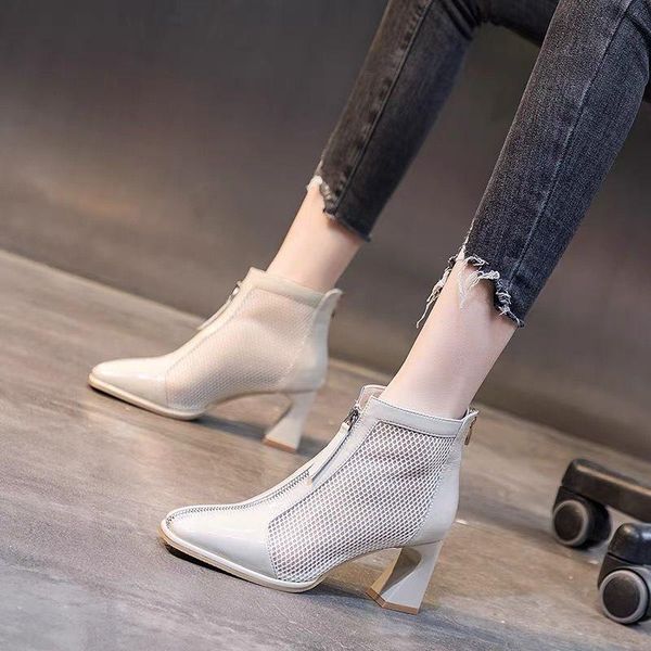 sandals women's spring summer shoes ladies mesh patent leather fashion boots high heels round toe ankle women, Black
sandals women's spring summer shoes ladies mesh patent leather fashion boots high heels round toe ankle women, Black