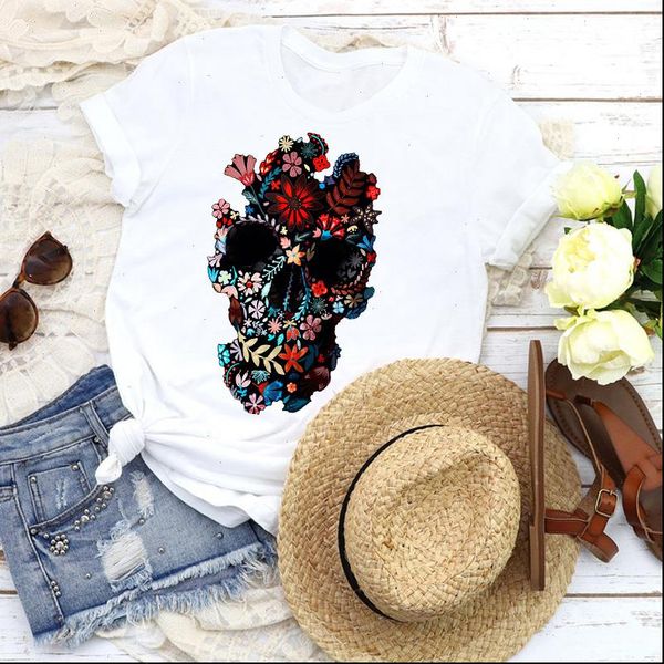 women graphic cartoon flower face 90s skull short sleeve fashion tees print t shirt clothing female womens t shirt, White
women graphic cartoon flower face 90s skull short sleeve fashion tees print t shirt clothing female womens t shirt, White
