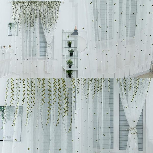 curtain & drapes pastoral green willow leaf embroidery sheer window wicker pattern tulle gauze panel for living room
curtain & drapes pastoral green willow leaf embroidery sheer window wicker pattern tulle gauze panel for living room