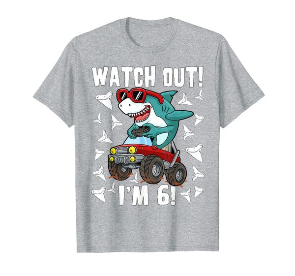 6 years old 6th birthday shark boy girl monster truck gamer t-shirt, White;black
6 years old 6th birthday shark boy girl monster truck gamer t-shirt, White;black