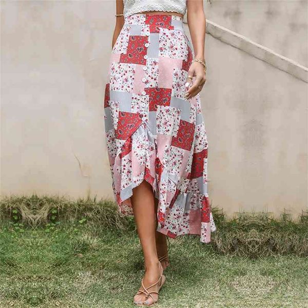 button decoration geometric print ruffled elastic waist irregular long skirts for women casual commute loose gothic skirt 210603, Black
button decoration geometric print ruffled elastic waist irregular long skirts for women casual commute loose gothic skirt 210603, Black