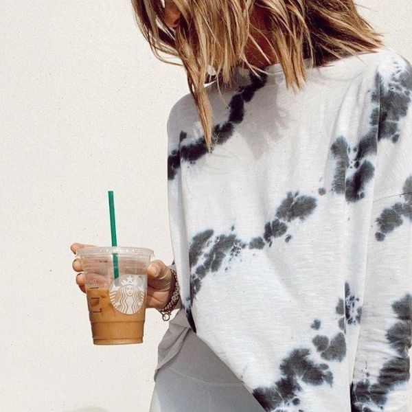 tie dye print t shirt casual loose women autumn summer gradient long sleeve shirts plus size streetwear femme tees, White
tie dye print t shirt casual loose women autumn summer gradient long sleeve shirts plus size streetwear femme tees, White