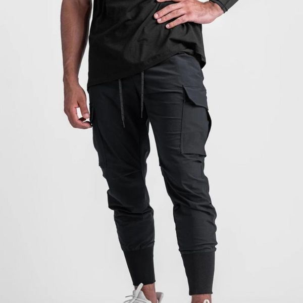 men's pants fabulous casual spring trousers drawstring mid waist, Black