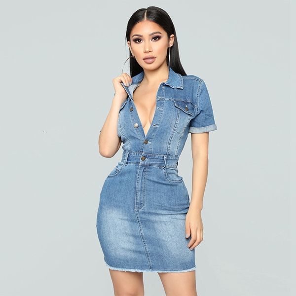 2021 new summer women denim short sleeves slim v-neck casual office with pocket button jeans ladies party mini es corx, Black;gray
2021 new summer women denim short sleeves slim v-neck casual office with pocket button jeans ladies party mini es corx, Black;gray
