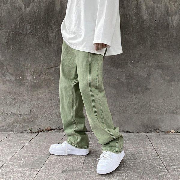 men's jeans vintage trousers spring autumn korean fashion personality high street style solid loose straight wide leg pants, Blue
men's jeans vintage trousers spring autumn korean fashion personality high street style solid loose straight wide leg pants, Blue