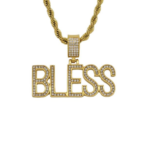pendant necklaces punk letter bless for men women gold color stainless steel iced out bling chains men's hip hop jewelry, Silver
pendant necklaces punk letter bless for men women gold color stainless steel iced out bling chains men's hip hop jewelry, Silver