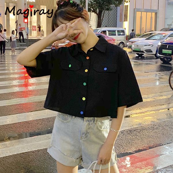 2021 new magriay oversized crop women korean multicolor button summer blouse whte short sleeve ladies plus size shirt feminine jn1r, White
2021 new magriay oversized crop women korean multicolor button summer blouse whte short sleeve ladies plus size shirt feminine jn1r, White
