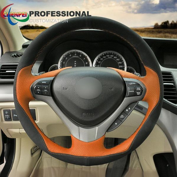 steering wheel covers diy hand-sewn non-slip black suede orange pu leather cover for tsx (sport wagon) car interior accessories
steering wheel covers diy hand-sewn non-slip black suede orange pu leather cover for tsx (sport wagon) car interior accessories