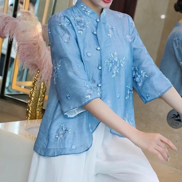 women's blouses & shirts 2021 summer spring womens embroidery white blue cheongsam blouse , woman clothes 4xl chipao
women's blouses & shirts 2021 summer spring womens embroidery white blue cheongsam blouse , woman clothes 4xl chipao