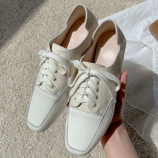 Womens genuine leather canvas patchwork lace-up flats oxfords leisure soft comfortable square toe casual sneakers shoes womenDress Shoes, Beige
Womens genuine leather canvas patchwork lace-up flats oxfords leisure soft comfortable square toe casual sneakers shoes womenDress Shoes, Beige