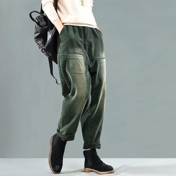 women's pants & capris 2021 autumn winter retro old simple black harem plus velvet leisure corduroy thickened women trousers, Black;white
women's pants & capris 2021 autumn winter retro old simple black harem plus velvet leisure corduroy thickened women trousers, Black;white
