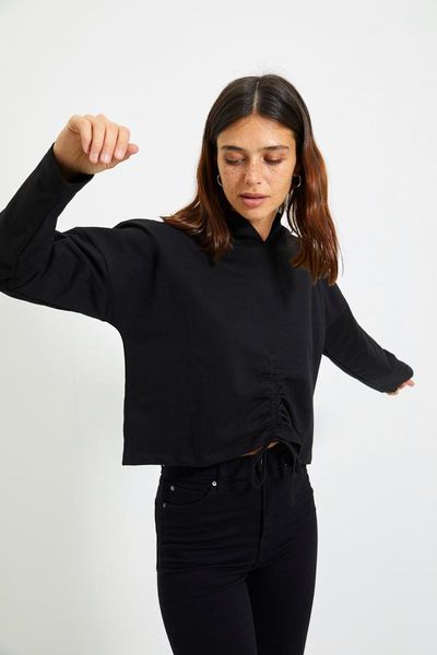 women's hoodies & sweatshirts trendyol shirred hooded crop knitted slim sweatshirt twoaw22sw0876, Black
women's hoodies & sweatshirts trendyol shirred hooded crop knitted slim sweatshirt twoaw22sw0876, Black