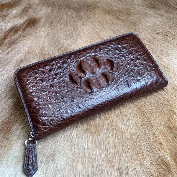 wallets high-end genuine crocodile skin men's large brown card bag zipper closure exotic alligator leather long wallet male clutch purs, Red;black
wallets high-end genuine crocodile skin men's large brown card bag zipper closure exotic alligator leather long wallet male clutch purs, Red;black
