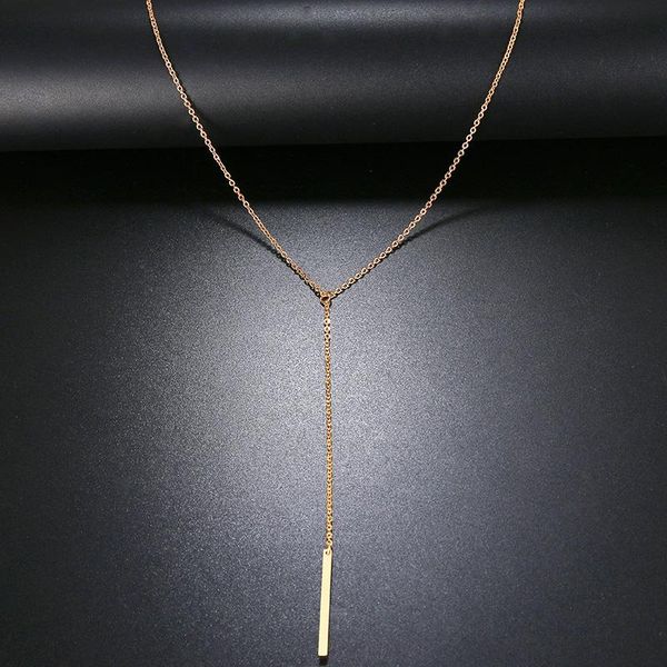 pendant necklaces stainless steel necklace for women lover's simple long stick metal chain strip rose gold choker, Silver
pendant necklaces stainless steel necklace for women lover's simple long stick metal chain strip rose gold choker, Silver