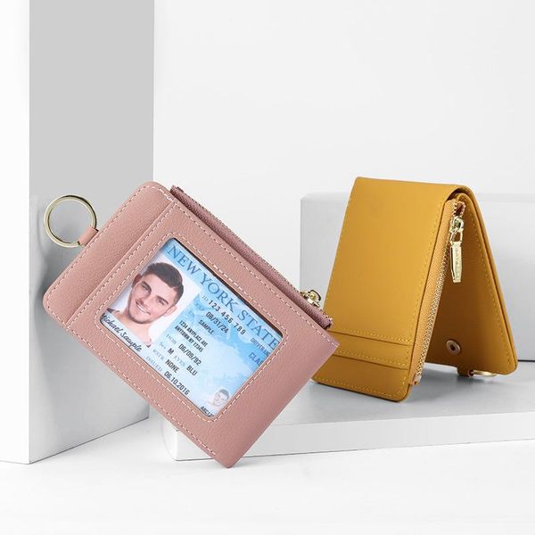 card holders men and women id holder pu zipper small coin purse solid color business wallet minimalist case, Brown;gray
card holders men and women id holder pu zipper small coin purse solid color business wallet minimalist case, Brown;gray
