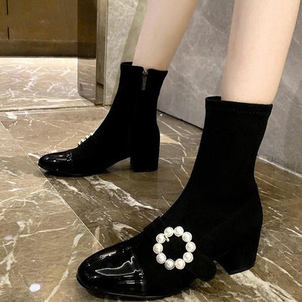 boots women's winter ankle woman pearl shoes female zipper mid heel flower pu pointed toe comfort ladies shoe elegant women, Black
boots women's winter ankle woman pearl shoes female zipper mid heel flower pu pointed toe comfort ladies shoe elegant women, Black