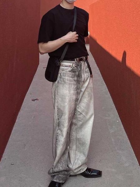men's jeans our legacy straight casual loose fitting overalls white digital printed jeans same as pengiri, Blue
men's jeans our legacy straight casual loose fitting overalls white digital printed jeans same as pengiri, Blue