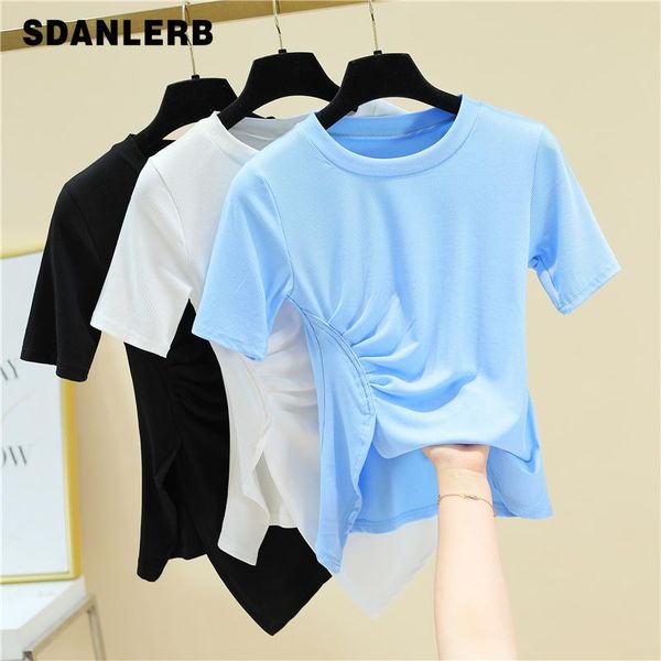 women's t-shirt women t shirt irregular slimming cotton short-sleeved female 2021 summer clothing versatile fashion pullover, White
women's t-shirt women t shirt irregular slimming cotton short-sleeved female 2021 summer clothing versatile fashion pullover, White