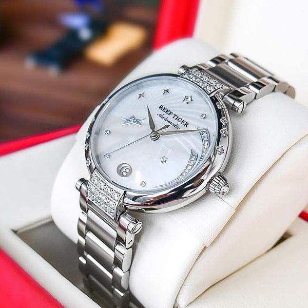 wristwatches reef tiger fashion and elegant steel watch for ladies diamonds white dial stainless strap automatic wrist watches rga1592, Slivery;brown
wristwatches reef tiger fashion and elegant steel watch for ladies diamonds white dial stainless strap automatic wrist watches rga1592, Slivery;brown