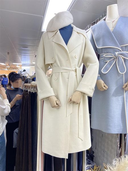 women's wool & blends 2021 autumn design turn down collar long sleeve sashes with belt medium thin woolen coat abrigos casacos, Black
women's wool & blends 2021 autumn design turn down collar long sleeve sashes with belt medium thin woolen coat abrigos casacos, Black