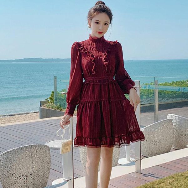 casual dresses 2021 spring fashion women lace patchwork striped party dress lantern sleeve wine red cascading ruffles mini, Black;gray
casual dresses 2021 spring fashion women lace patchwork striped party dress lantern sleeve wine red cascading ruffles mini, Black;gray