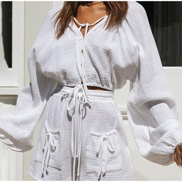 women's tracksuits 2021 summer suits for women solid v-neck lace up casual two piece set homewear batwing sleeve crop top, Gray
women's tracksuits 2021 summer suits for women solid v-neck lace up casual two piece set homewear batwing sleeve crop top, Gray