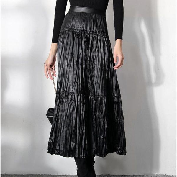 skirts arrival fashion autumn winter long pleated skirt women pu stitching high waist slim ankle length, Black
skirts arrival fashion autumn winter long pleated skirt women pu stitching high waist slim ankle length, Black
