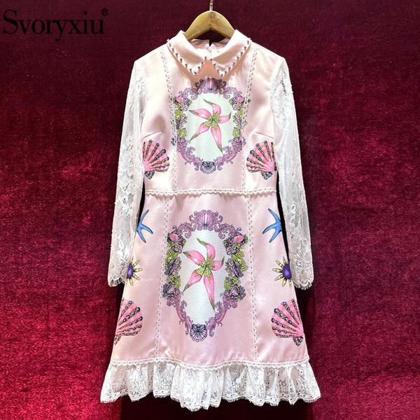 casual dresses svoryxiu runway fashion summer short dress women's elegant lace long sleeve patchwork shell print pink sweet vestdios, Black;gray
casual dresses svoryxiu runway fashion summer short dress women's elegant lace long sleeve patchwork shell print pink sweet vestdios, Black;gray