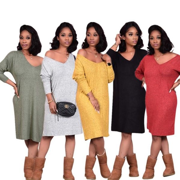 casual dresses arrivals women fashion solid knee-length dress lady's clubwear v-neck long sleeve straight 2021 autumn winter, Black;gray
casual dresses arrivals women fashion solid knee-length dress lady's clubwear v-neck long sleeve straight 2021 autumn winter, Black;gray